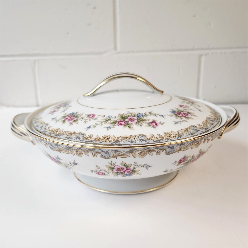Noritake Somerset # 5317 Fine Porcelain China Round Covered Vegetable Bo…